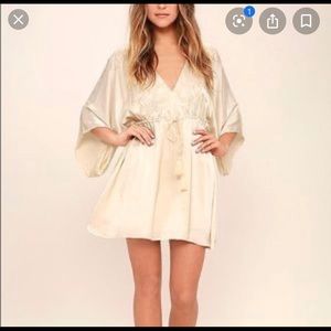 Lulus Light Beige Satin dress